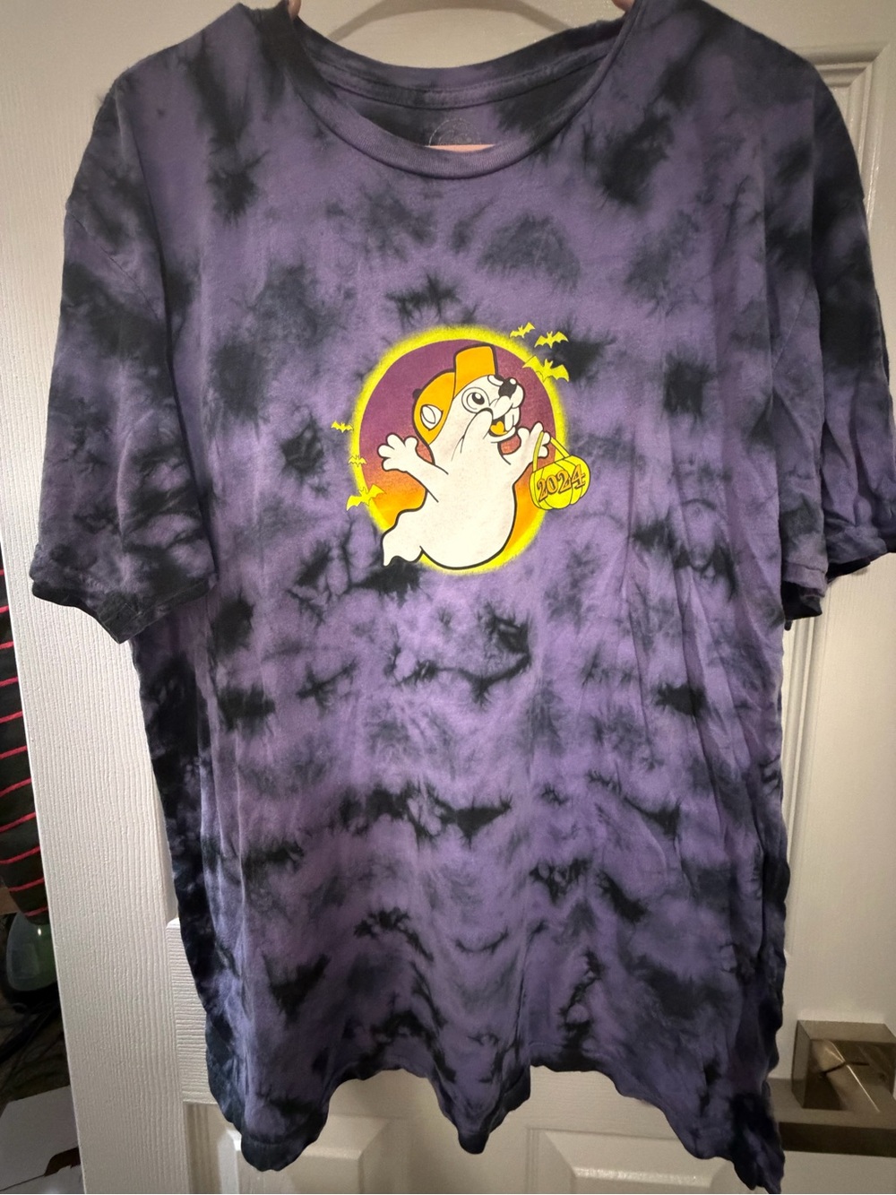 Buc-ee’s 2024 Halloween Glow in the Dark Tie Dye T-Shirt Hey Boo XL